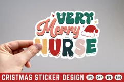 Very Merry Nurse Stickers SVG , Christmas SVG Design Product Image 1