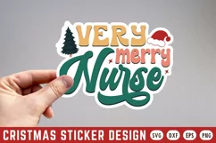Very Merry Nurse Stickers SVG , Christmas SVG Design Product Image 1