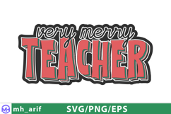 Very Merry Teacher Festive Teacher Christmas Shirt &amp; Gift Product Image 2