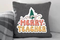 Very Merry Teacher Stickers SVG , Christmas SVG Design Product Image 2