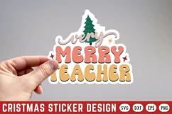 Very Merry Teacher Stickers SVG , Christmas SVG Design Product Image 1