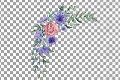 Watercolor Very Peri and Pink flower bouquet graphics art. Product Image 12