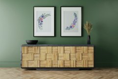 Watercolor Very Peri and Pink flower bouquet graphics art. Product Image 5