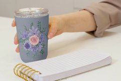 Watercolor Very Peri and Pink flower bouquet graphics art. Product Image 3