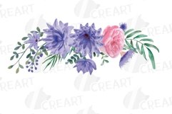 Watercolor Very Peri and Pink flower bouquet graphics art. Product Image 11