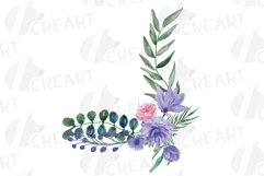 Watercolor Very Peri and Pink flower bouquet graphics art. Product Image 9