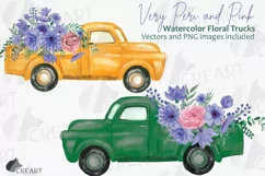 Watercolor Very Peri and Pink flower pickup truck graphics. Product Image 1