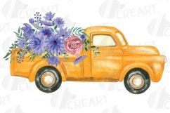 Watercolor Very Peri and Pink flower pickup truck graphics. Product Image 10