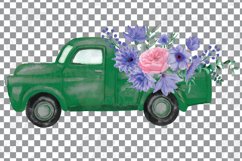 Watercolor Very Peri and Pink flower pickup truck graphics. Product Image 11