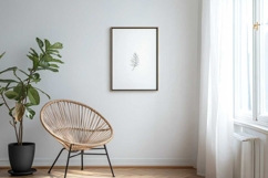 Blank poster frame mockup on white wall living room Product Image 1