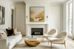 Blank poster frame mockup on white wall living room Product Image 1