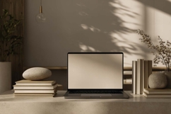 white laptop display on sofa in modern living room Product Image 1