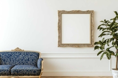 Blank poster frame mockup on white wall living room Product Image 1