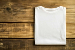 White T-shirt on a wooden background Product Image 1