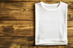 White T-shirt on a wooden background Product Image 1