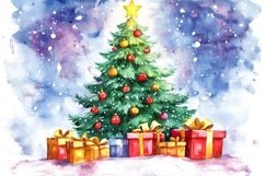 Watercolor Christmas Tree with Presents Product Image 1