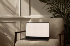 white laptop display on sofa in modern living room Product Image 1