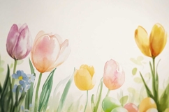 Spring Flowers watercolour backdrop Product Image 1