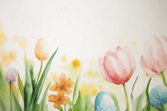 Spring Flowers watercolour backdrop Product Image 1