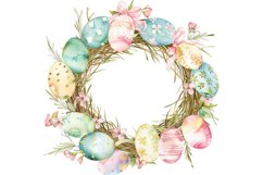 Watercolor Wreath of Eggs and Flowers Product Image 1