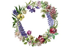 Easter wreath of spring flowers clipart PNG Product Image 1