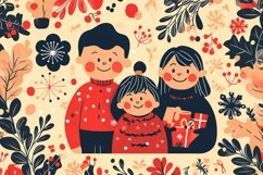 Christmas Family Pattern with Digital Paper Product Image 1