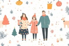 Christmas Family Pattern with Digital Paper Product Image 1