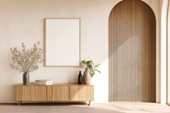 Blank poster frame mockup on white wall living room Product Image 1