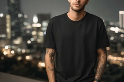 Plain Black T-shirt Mockup Product Image 1