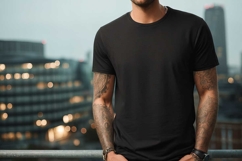Plain Black T-shirt Mockup Product Image 1