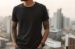 Plain Black T-shirt Mockup Product Image 1
