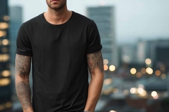 Plain Black T-shirt Mockup Product Image 1