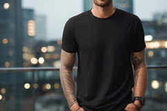 Plain Black T-shirt Mockup Product Image 1