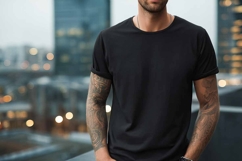 Plain Black T-shirt Mockup Product Image 1