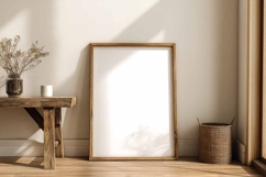 Blank poster frame mockup on white wall living room Product Image 1