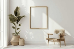 Blank poster frame mockup on white wall living room Product Image 1