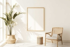 Blank poster frame mockup on white wall living room Product Image 1