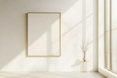 Blank poster frame mockup on white wall living room Product Image 1