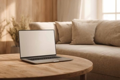 MacBook mockup in the living room Product Image 1