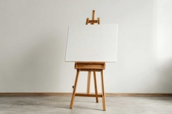 Wooden easel with a white canvas mockup Product Image 1