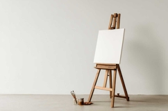 Wooden easel with a white canvas mockup Product Image 1