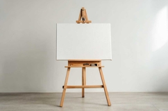 Wooden easel with a white canvas Product Image 1
