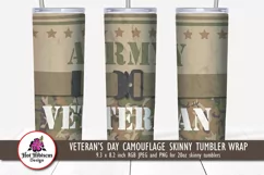 veterans day military camouflage skinny tumbler sublimation