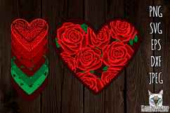 3d layered papercut Rose Heart svg, Valentine&#039;s day SVG Product Image 1