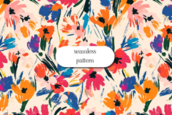 Bold Brushstroke Floral Seamless Pattern on Cream Product Image 1