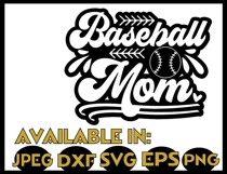 Baseball season svg JPEG Silhouette Cameo Cricut mom outline Product Image 2