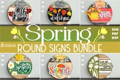 Spring Door Hangers Bundle SVG | Spring Round Signs Bundle Product Image 1