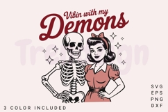 Vibin With My Demons SVG PNG, Spooky Season, Funny Dark Product Image 1