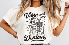 Vibin With My Demons SVG, Gothic Girl and Skeleton Design Product Image 2