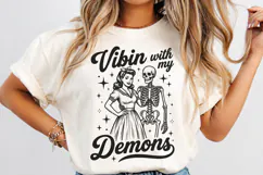 Vibin With My Demons SVG, Gothic Girl and Skeleton Design Product Image 2